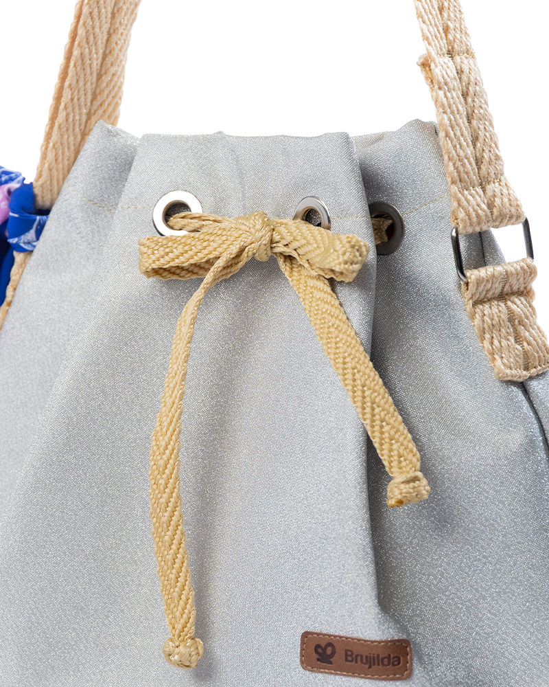 Bolso Pañoleta Brillante Plateado
