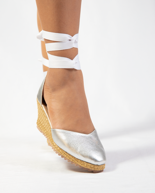 Cayetana Cintas Cuero Plateado 55mm