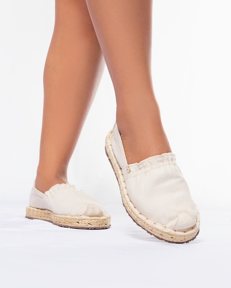 Espadrila Costura Lona Crudo