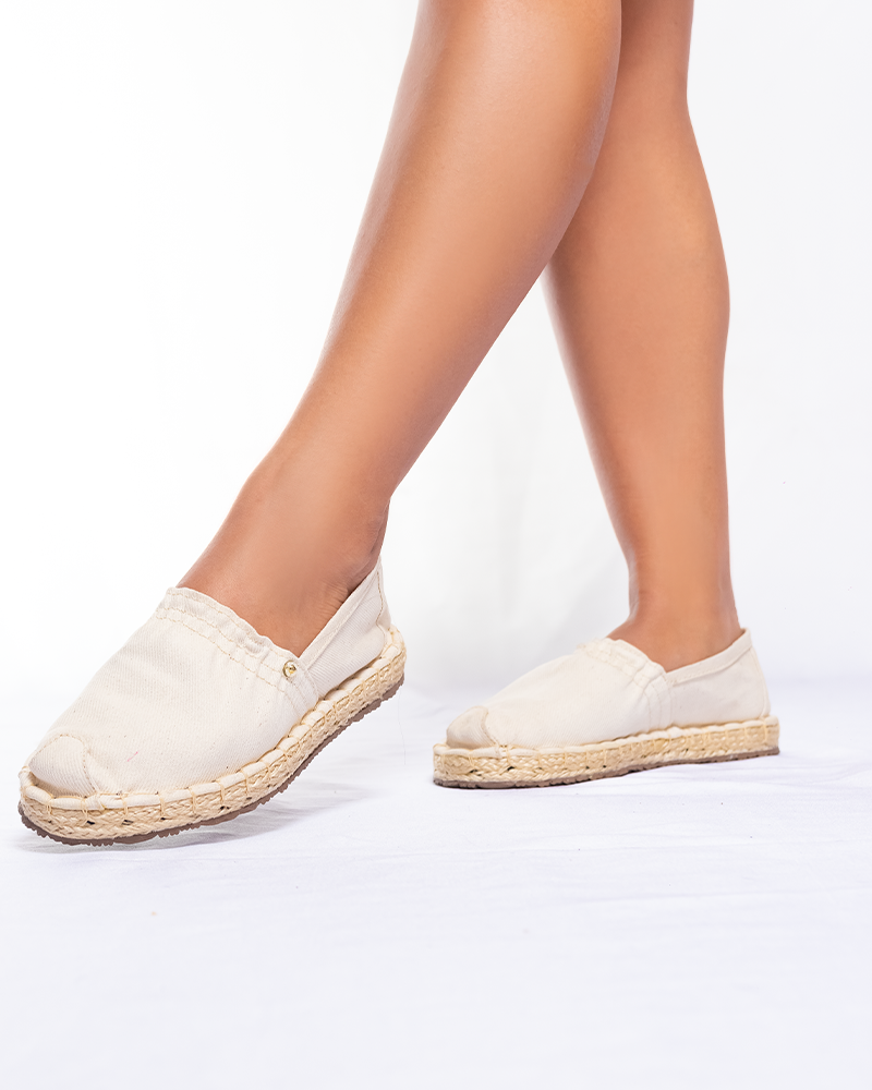 Espadrila Costura Lona Crudo