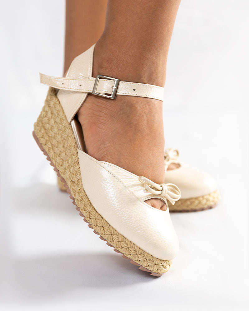 Perla Cuero Perlado 45mm Sandalias